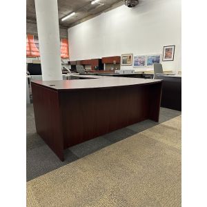 L Shape Cherry Bow Front Straight Desk - 71" x 41"