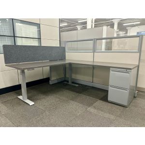 ReNewed Herman Miller AO2 Workstation with Sit/Stand Desk (6'D x 7'W x 53/39"H)